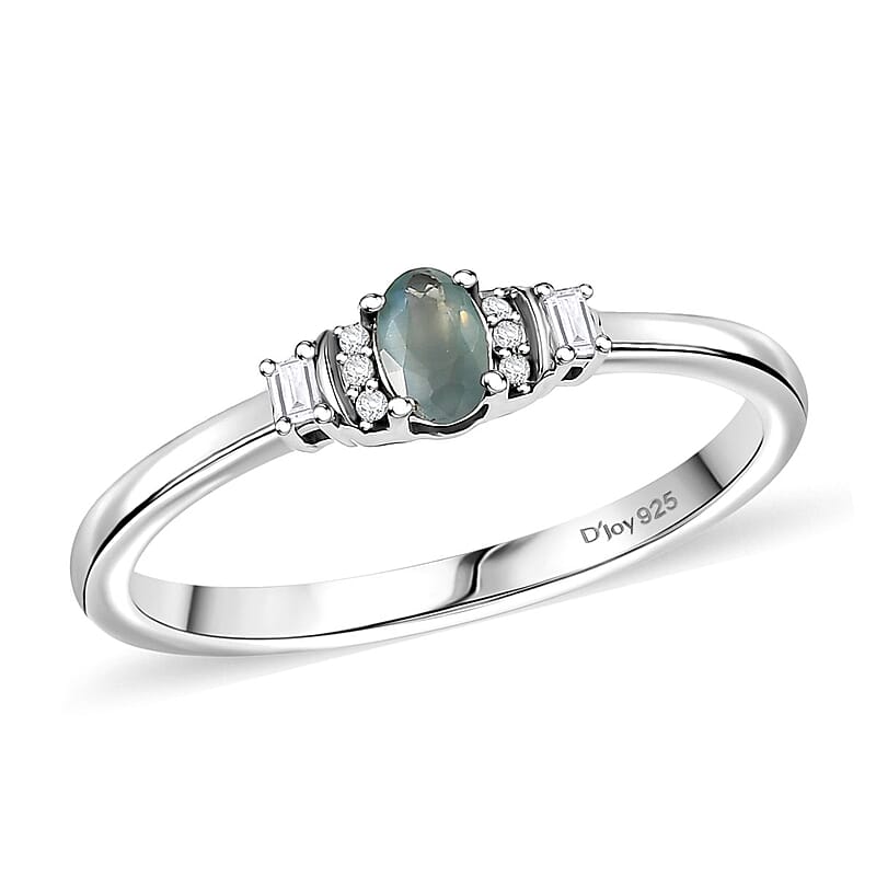 D’Joy Narsipatnam Alexandrite and White Zircon 0.40 ctw Shadow Glow Ring in Rhodium Over Sterling Silver (Size 10.0)