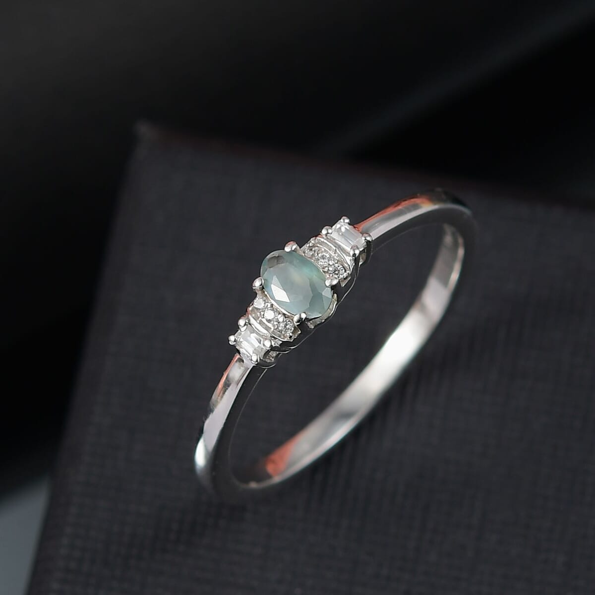 D’Joy Narsipatnam Alexandrite and White Zircon 0.40 ctw Ring in Rhodium Over Sterling Silver (Size 10.0) image number 1