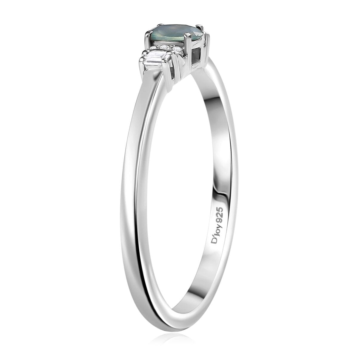 D’Joy Narsipatnam Alexandrite and White Zircon 0.40 ctw Ring in Rhodium Over Sterling Silver (Size 10.0) image number 3