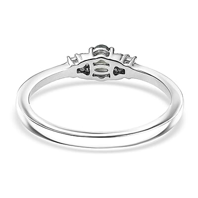 D’Joy Narsipatnam Alexandrite and White Zircon 0.40 ctw Shadow Glow Ring in Rhodium Over Sterling Silver (Size 10.0)