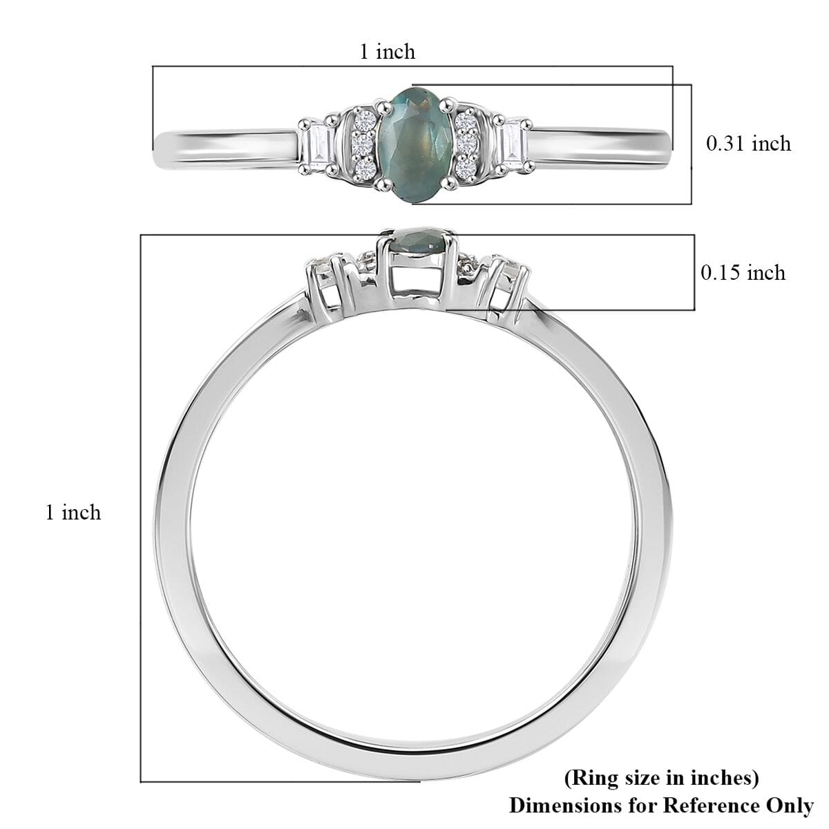 D’Joy Narsipatnam Alexandrite and White Zircon 0.40 ctw Ring in Rhodium Over Sterling Silver (Size 10.0) image number 5
