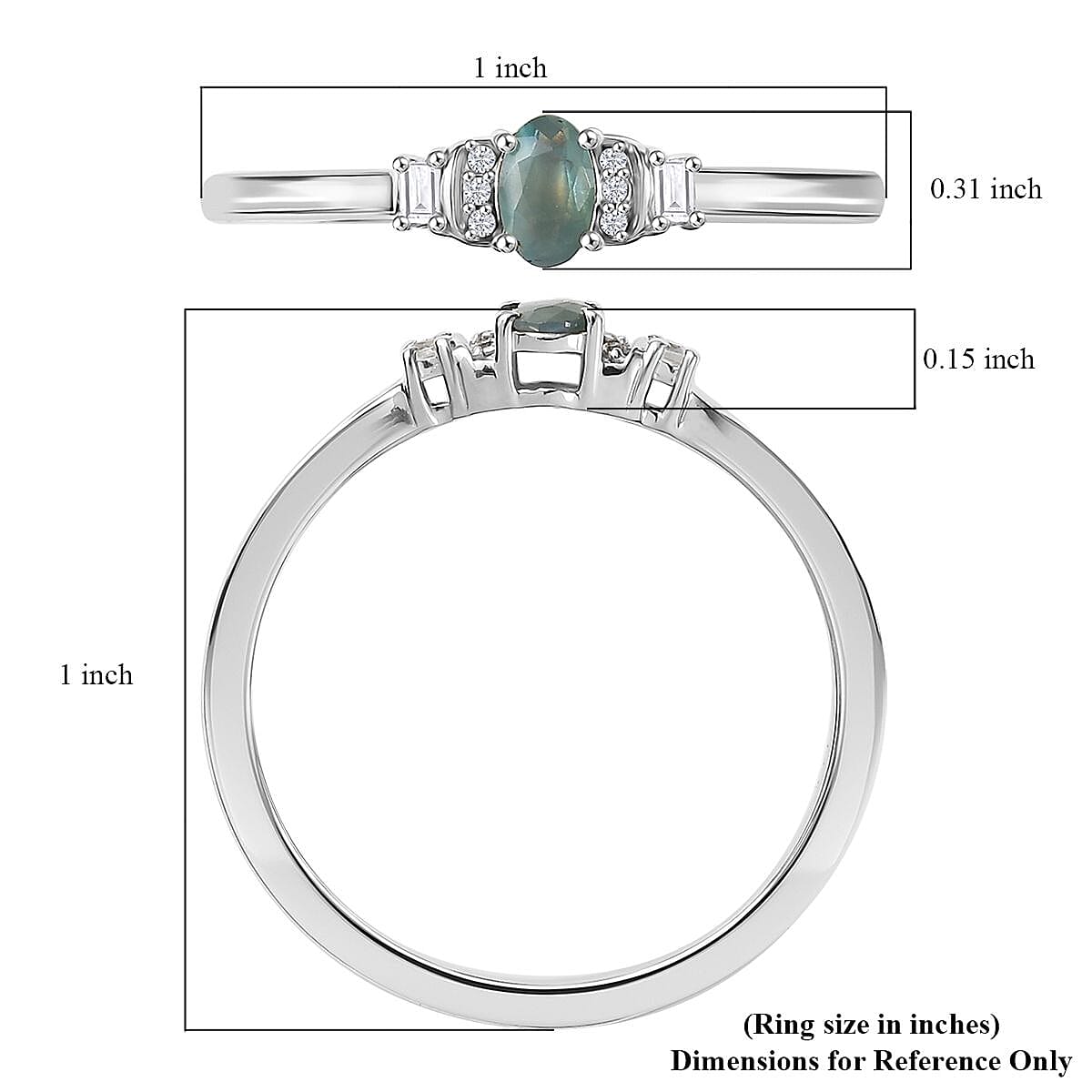 D’Joy Narsipatnam Alexandrite and White Zircon 0.40 ctw Shadow Glow Ring in Rhodium Over Sterling Silver (Size 6.0) image number 5