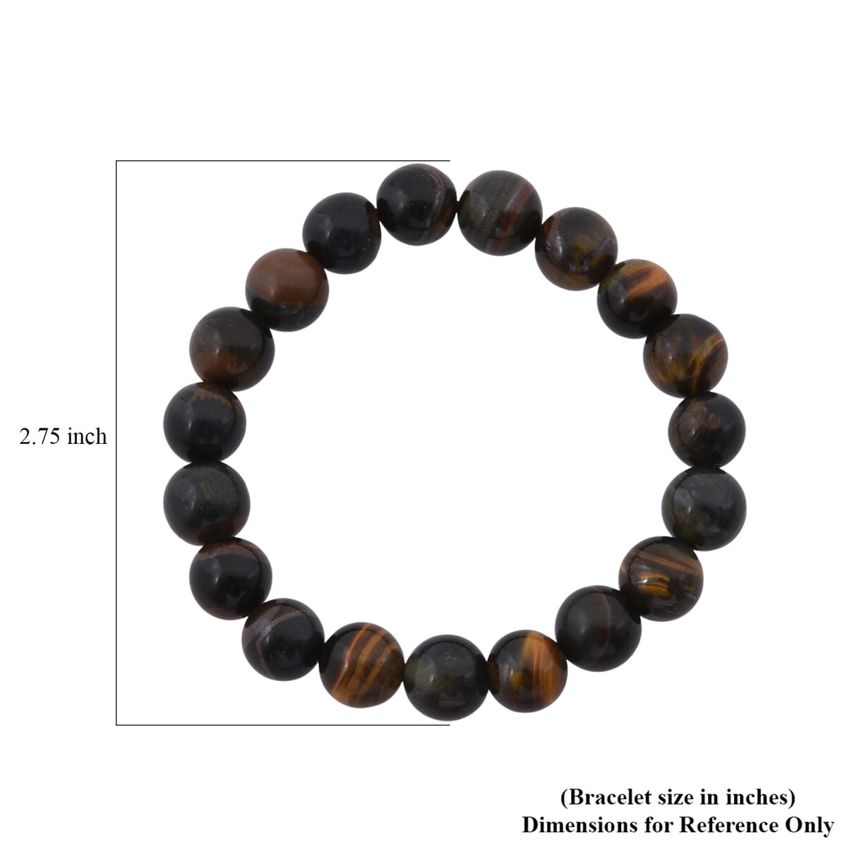 Golden Blue Tigers Eye Beaded 156.00 ctw Stretch Bracelet  image number 3