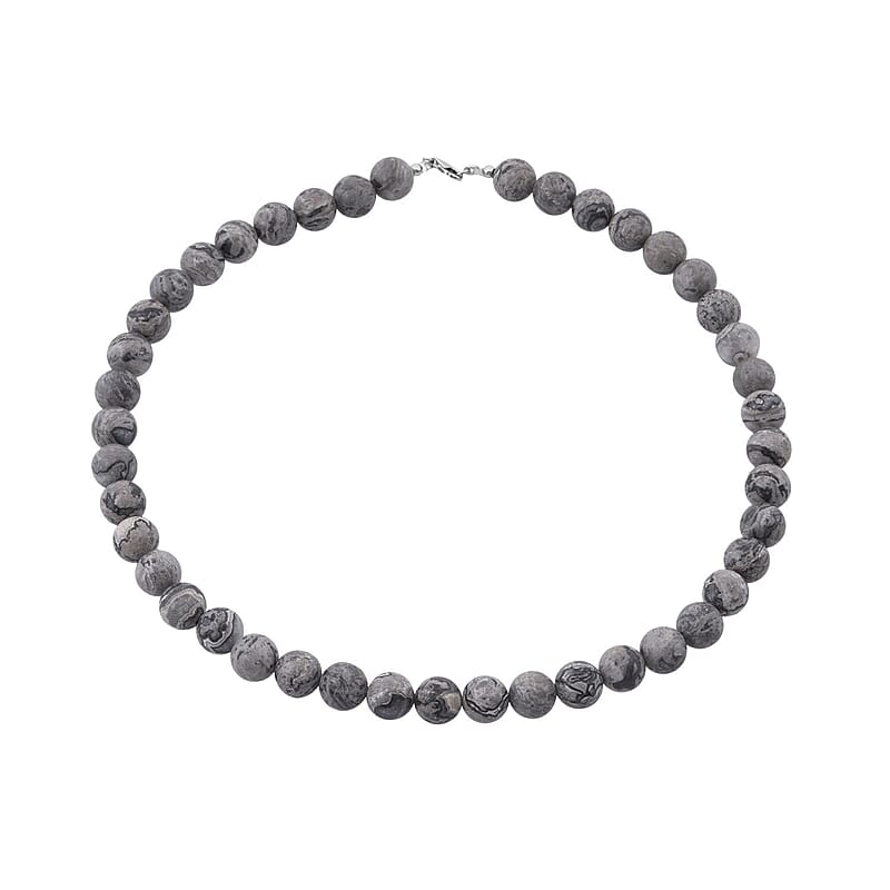 Map Jasper 340.00 ctw Beaded Necklace in Sterling Silver 18 Inches