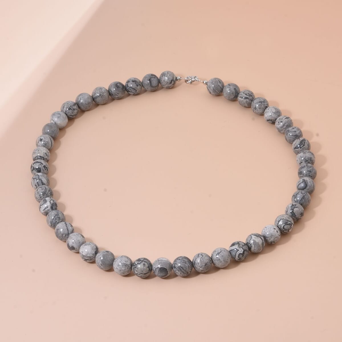 Map Jasper 340.00 ctw Beaded Necklace in Sterling Silver 18 Inches image number 1