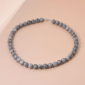 Map Jasper 340.00 ctw Beaded Necklace in Sterling Silver 18 Inches