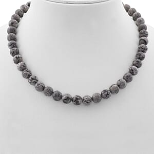 Map Jasper 340.00 ctw Beaded Necklace in Sterling Silver 18 Inches
