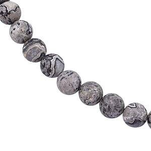 Map Jasper 340.00 ctw Beaded Necklace in Sterling Silver 18 Inches