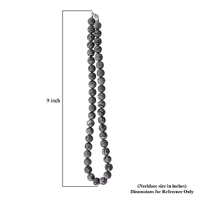Map Jasper 340.00 ctw Beaded Necklace in Sterling Silver 18 Inches