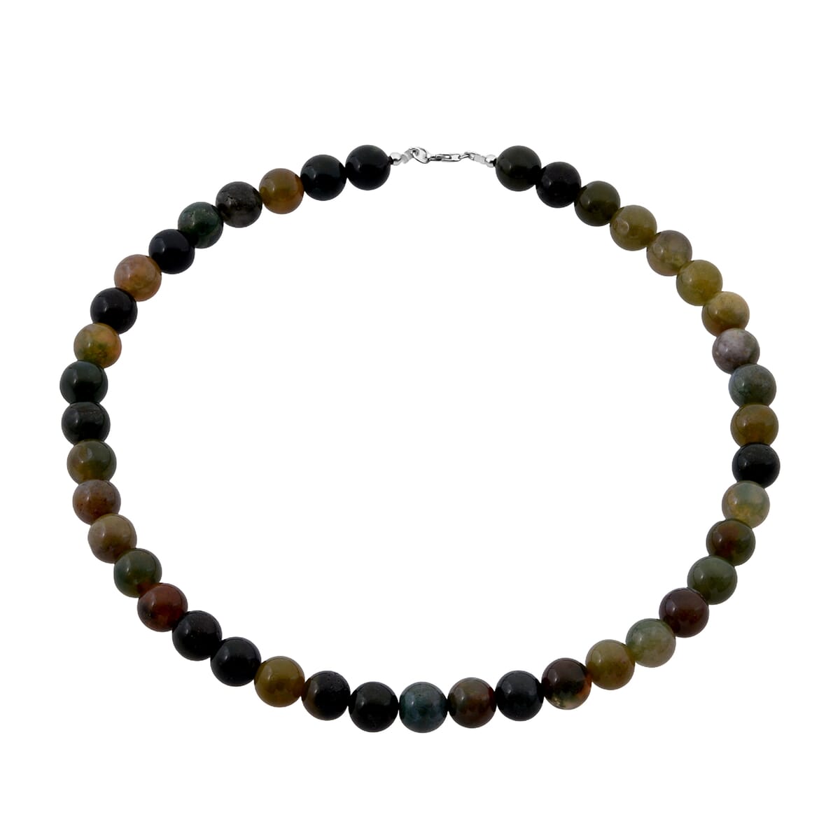Indian Agate Beaded 351.45 ctw Necklace 18 Inches in Sterling Silver  image number 0