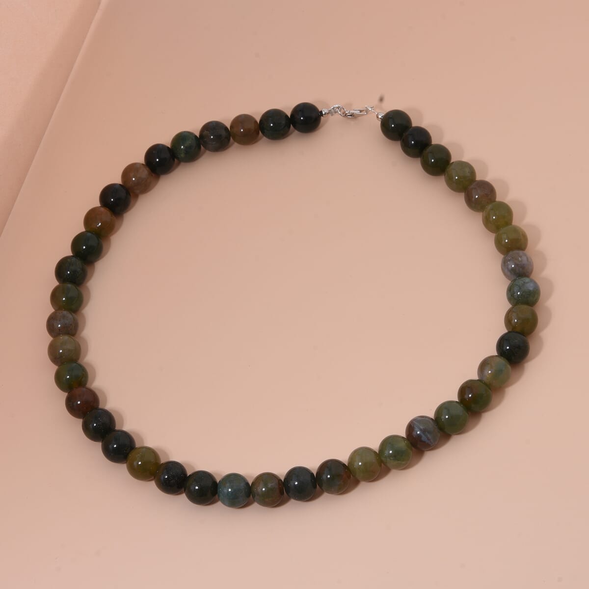 Indian Agate Beaded 351.45 ctw Necklace 18 Inches in Sterling Silver  image number 1