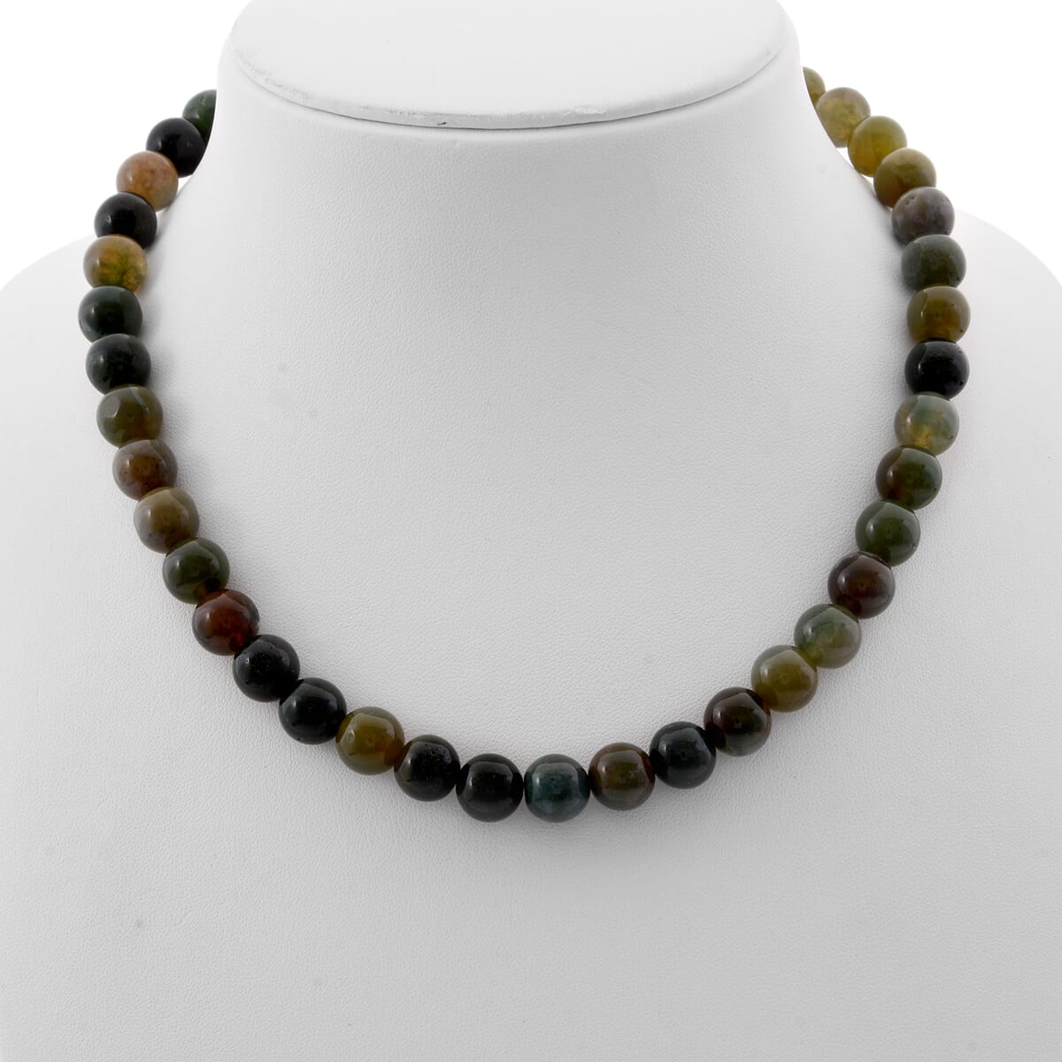 Indian Agate Beaded 351.45 ctw Necklace 18 Inches in Sterling Silver  image number 2