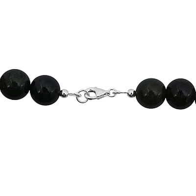 Indian Agate Beaded 350.00 ctw Necklace 18 Inches in Sterling Silver