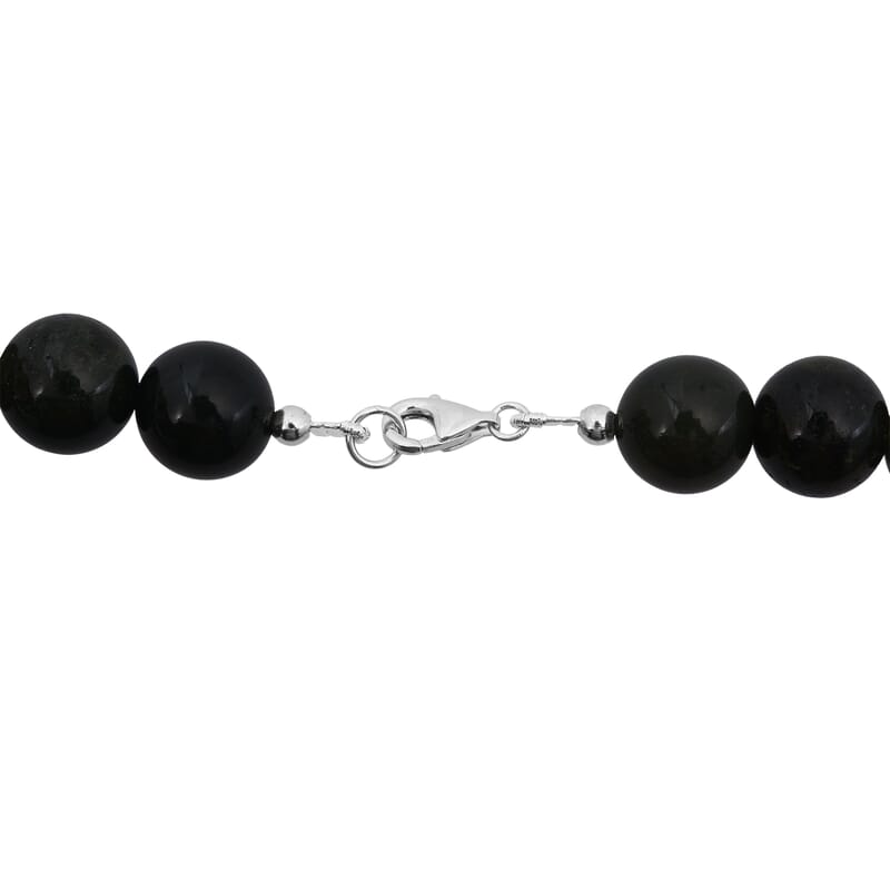Indian Agate Beaded 350.00 ctw Necklace 18 Inches in Sterling Silver