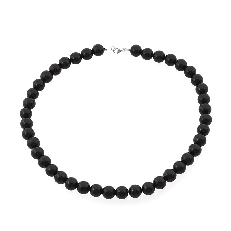 Black Obsidian 295.00 ctw Beaded Necklace in Sterling Silver 18 Inches