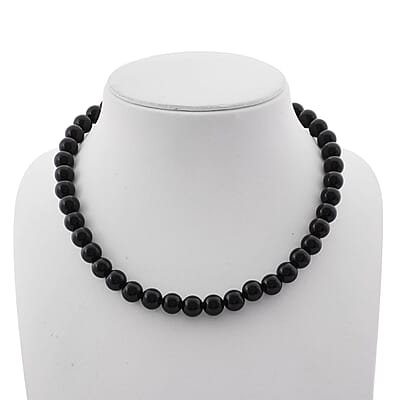 Black Obsidian 295.00 ctw Beaded Necklace in Sterling Silver 18 Inches