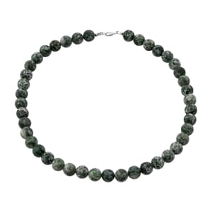 Green Point Jasper 375.00 ctw Beaded Necklace in Sterling Silver 18 Inches