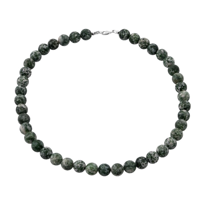 Green Point Jasper 375.00 ctw Beaded Necklace in Sterling Silver 18 Inches