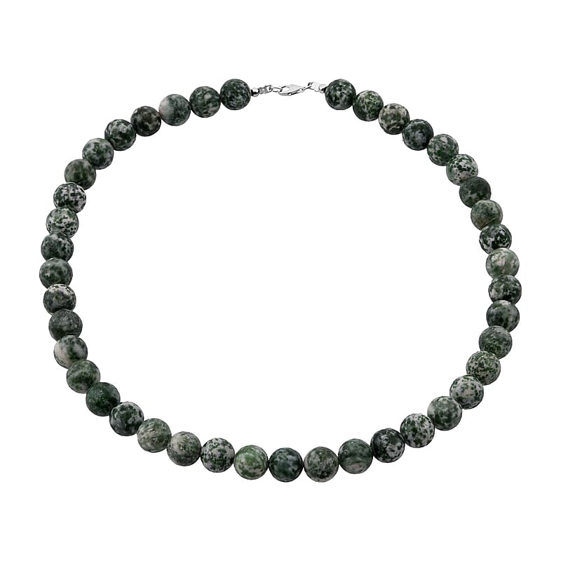 Green Point Jasper 375.00 ctw Beaded Necklace in Sterling Silver 18 Inches