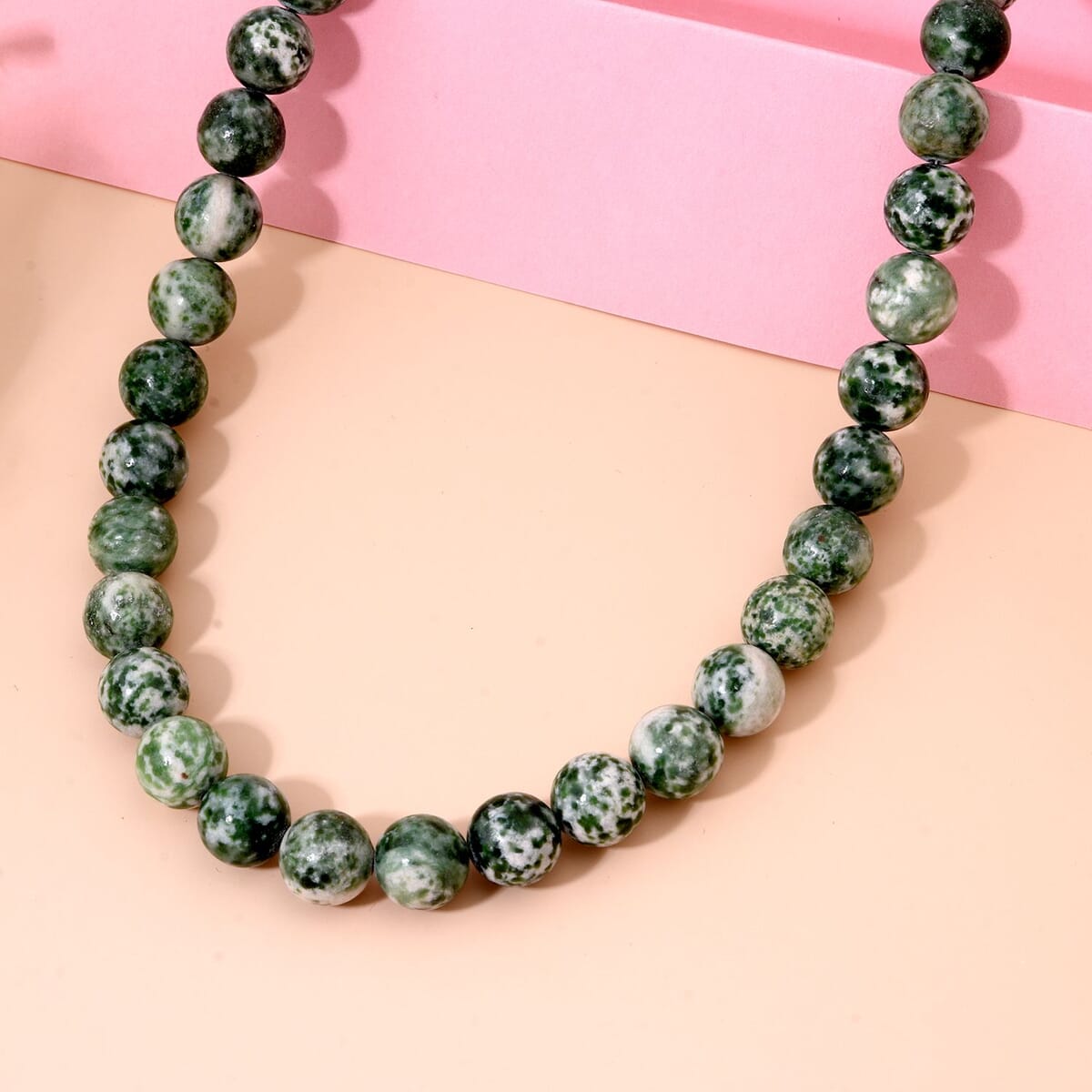 Green Point Jasper 375.00 ctw Beaded Necklace in Sterling Silver 18 Inches image number 1