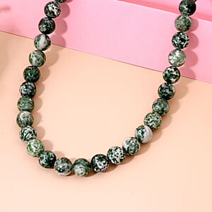 Green Point Jasper 375.00 ctw Beaded Necklace in Sterling Silver 18 Inches