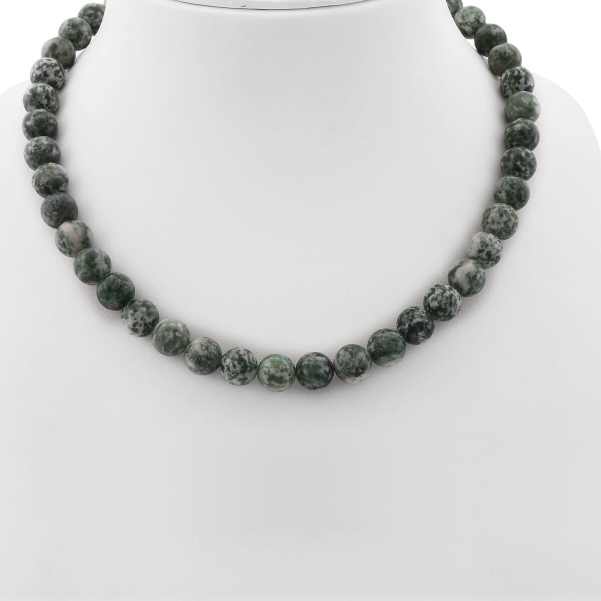 Green Point Jasper 375.00 ctw Beaded Necklace in Sterling Silver 18 Inches image number 2