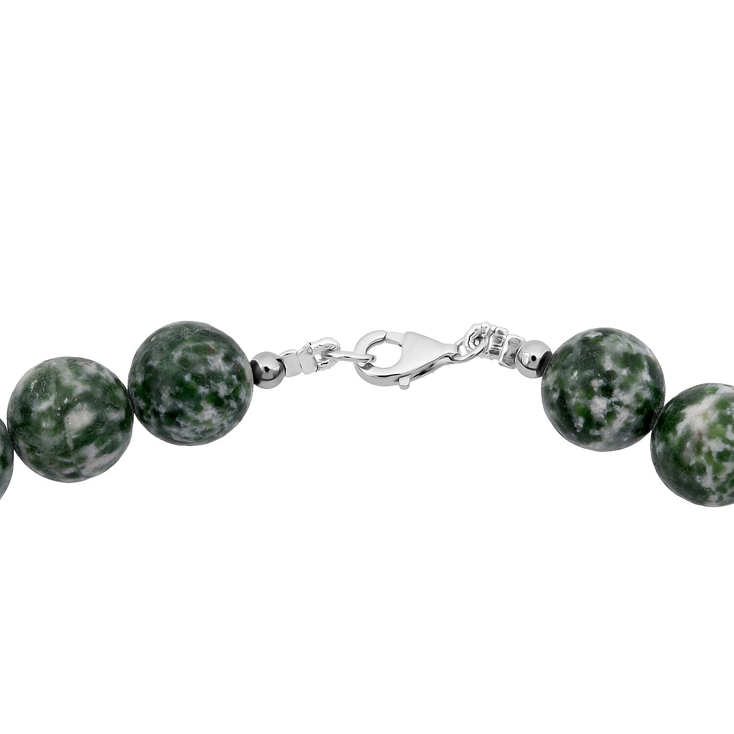 Green Point Jasper 375.00 ctw Beaded Necklace in Sterling Silver 18 Inches