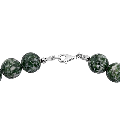 Green Point Jasper 375.00 ctw Beaded Necklace in Sterling Silver 18 Inches