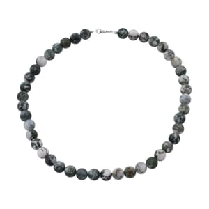 Tree Agate Beaded 317.20 ctw Necklace 18 Inches in Sterling Silver 