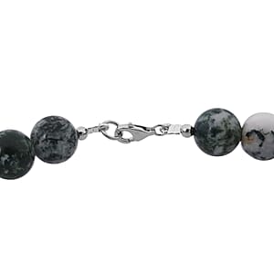 Tree Agate Beaded 317.20 ctw Necklace 18 Inches in Sterling Silver 