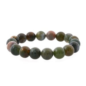 Indian Agate Beaded 149.95 ctw Stretch Bracelet 