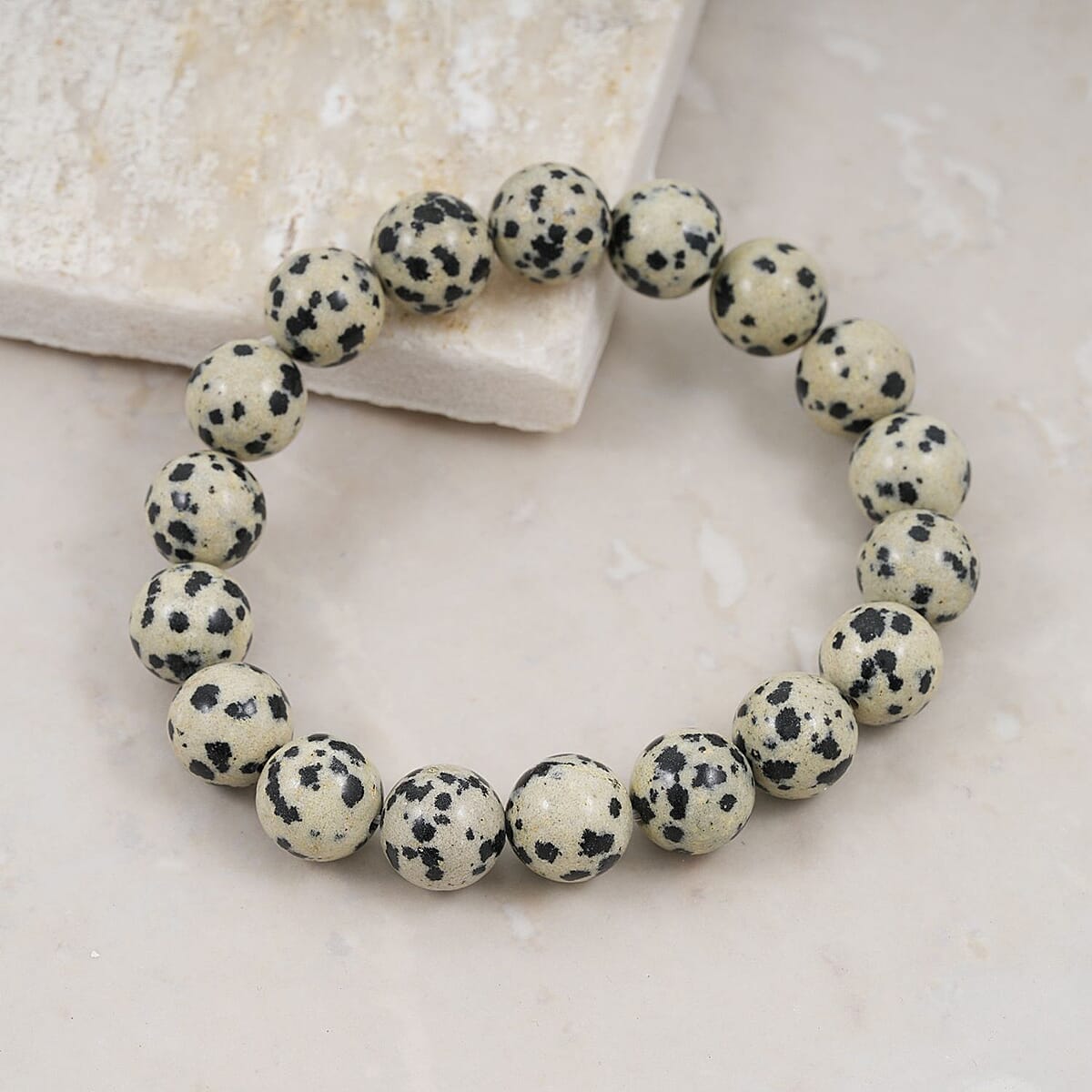 Dalmation Jasper 135.85 ctw Beaded Stretch Bracelet image number 1