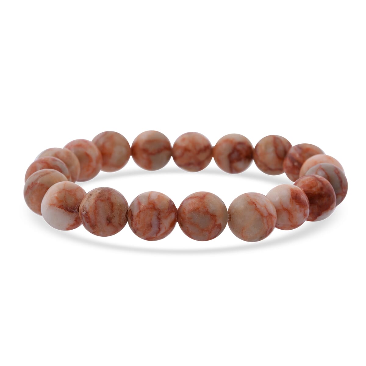 Red Mesh Work Jasper Beaded 145.00 ctw Stretch Bracelet  image number 0