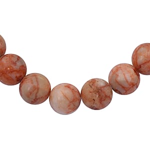 Red Mesh Work Jasper Beaded 145.00 ctw Stretch Bracelet 