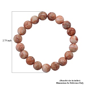 Red Mesh Work Jasper Beaded 145.00 ctw Stretch Bracelet 