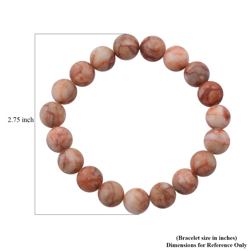 Red Mesh Work Jasper Beaded 150.00 ctw Stretch Bracelet