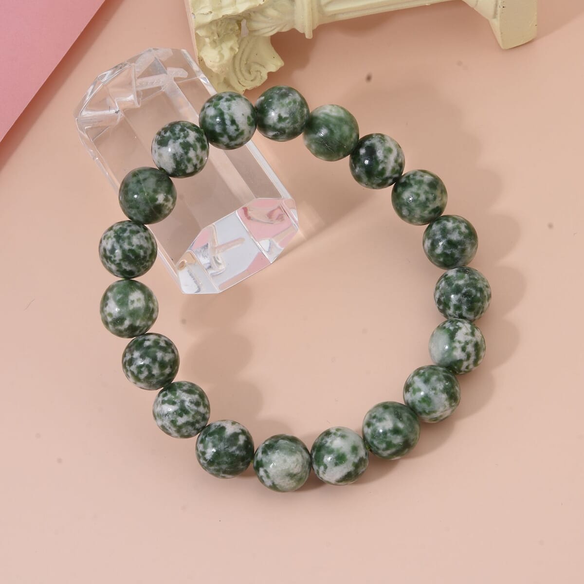 Green Point Jasper 160.00 ctw Beaded Stretch Bracelet image number 1