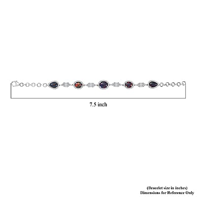 D'Joy Elysian Opal (Triplet) and White Zircon 8.00 ctw City Skylines Bracelet in Rhodium Over Sterling Silver (7.25 In)