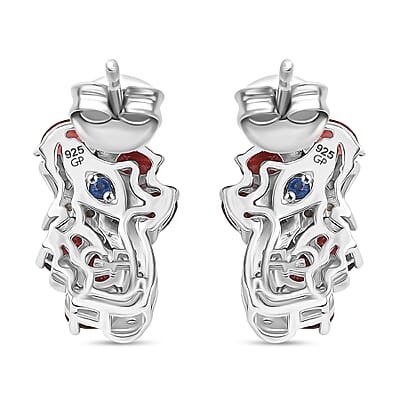 GP Premium Mozambique Garnet and White Zircon 3.60 ctw Earrings in Rhodium Over Sterling Silver