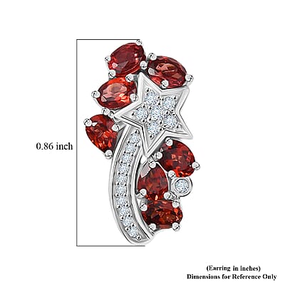 GP Premium Mozambique Garnet and White Zircon 3.60 ctw Earrings in Rhodium Over Sterling Silver