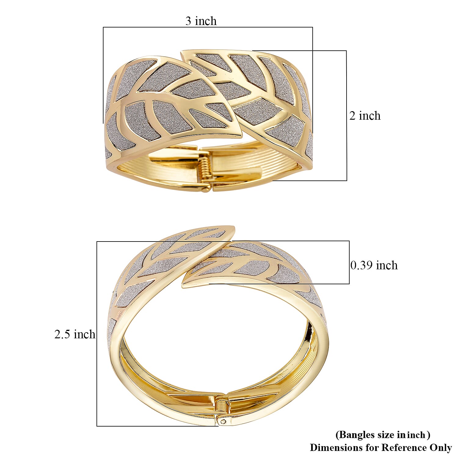 Leaf Bangle Bracelet in Goldtone (7.25 In)