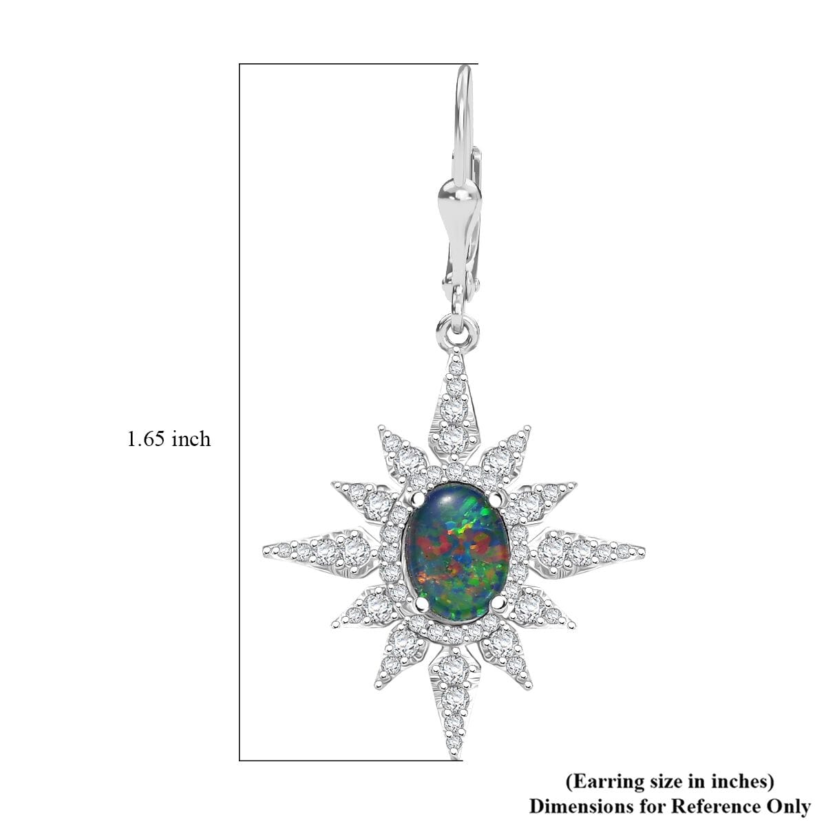D'Joy Elysian Opal (Triplet) and White Zircon 2.90 ctw Urban Aurora City Lights Earrings in Rhodium Over Sterling Silver image number 5