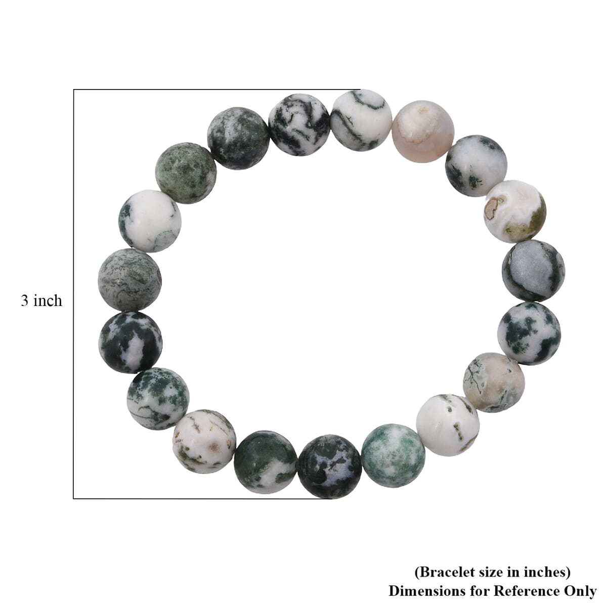 Tree Agate Beaded 133.55 ctw Stretch Bracelet  image number 4