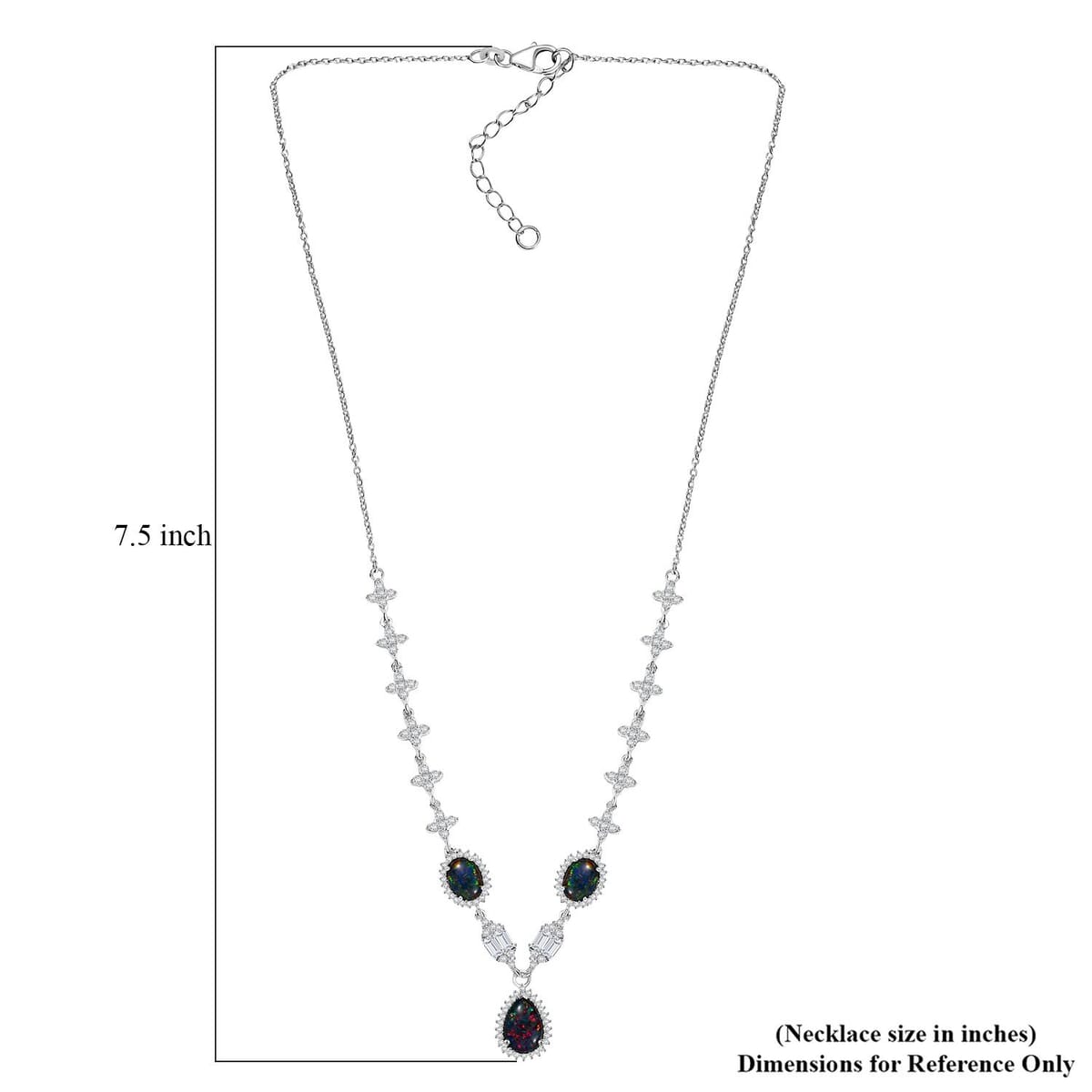 D'Joy Elysian Opal (Triplet) and White Zircon 6.75 ctw City Skylines Necklace in Rhodium Over Sterling Silver 18 Inches image number 5