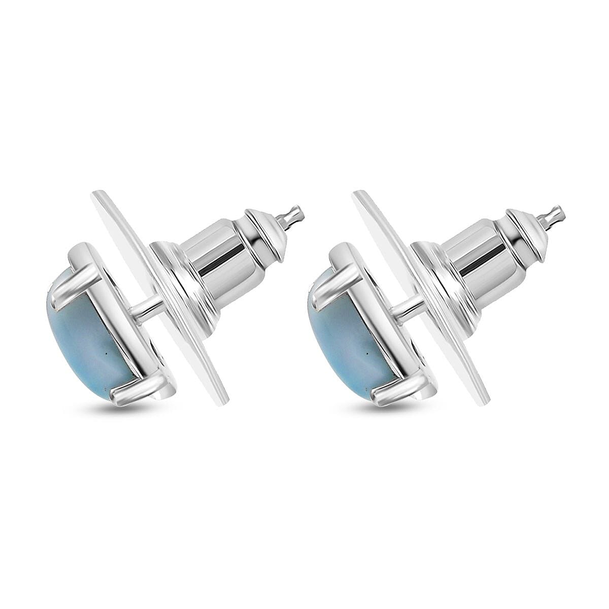D’Joy Larimar Stud Earrings in Rhodium Over Sterling Silver 2.00 ctw image number 3