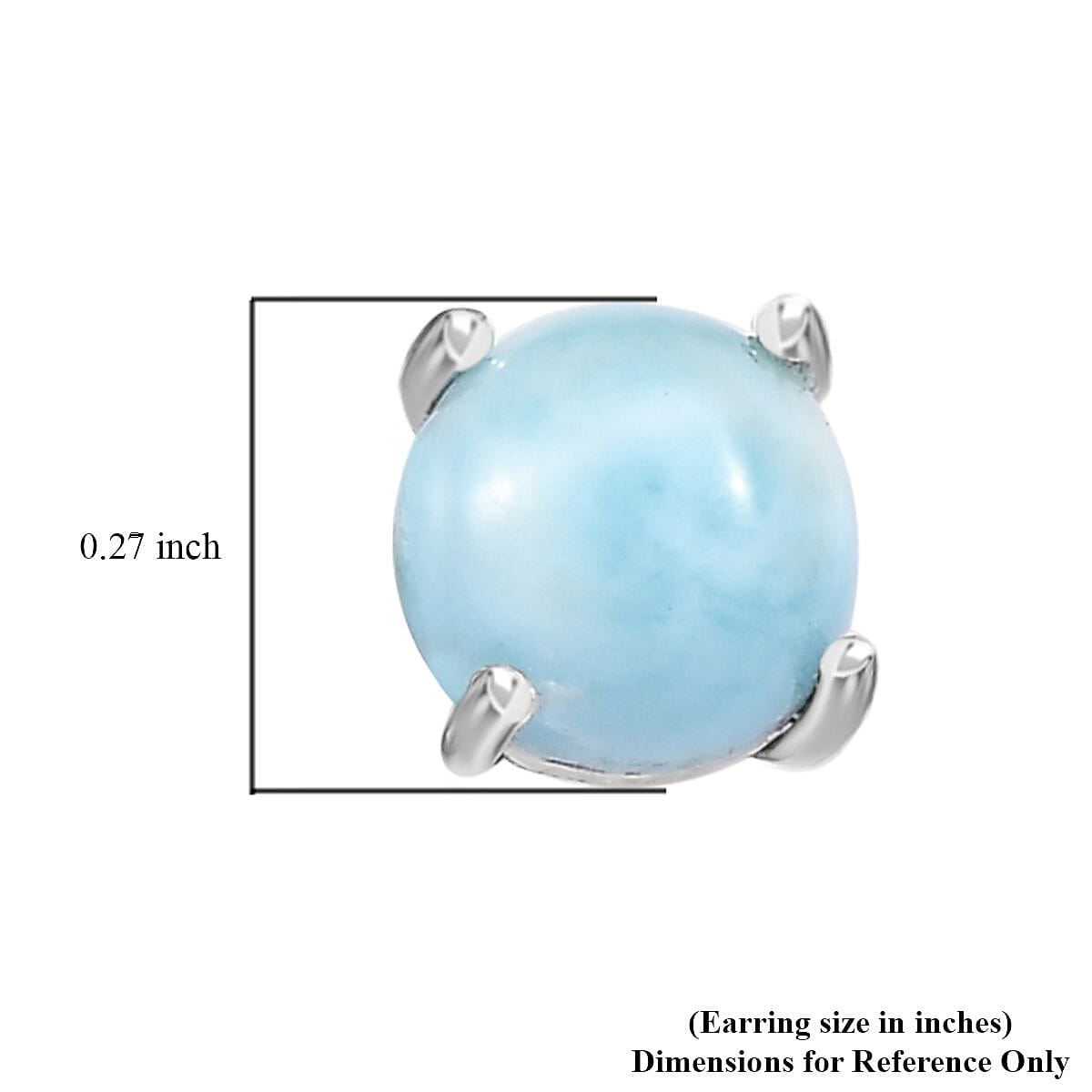 D'Joy Larimar 2.20 ctw Solitaire Stud Earrings in Rhodium Over Sterling Silver  image number 5