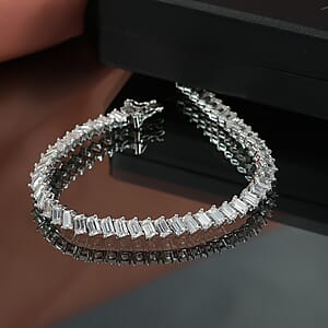 D'Joy Moissanite 13.00 ctw Symphony Glow Bracelet in Rhodium Over Sterling Sil (7.25 In) 
