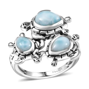D’Joy Artisan Crafted Larimar 2.80 ctw Ring in Sterling Silver (Size 7.0) 
