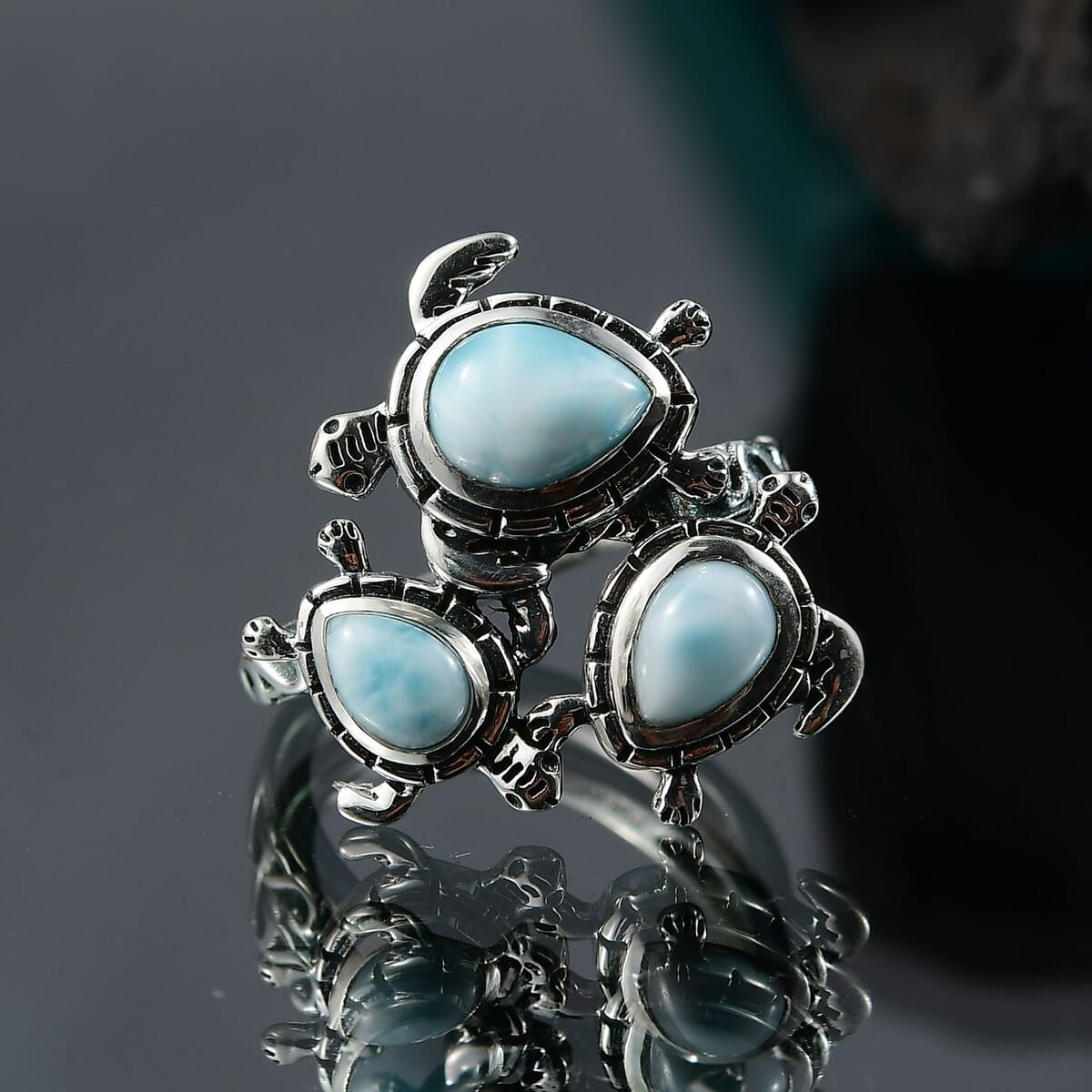 D’Joy Artisan Crafted Larimar 2.80 ctw Ring in Sterling Silver (Size 7.0)  image number 1