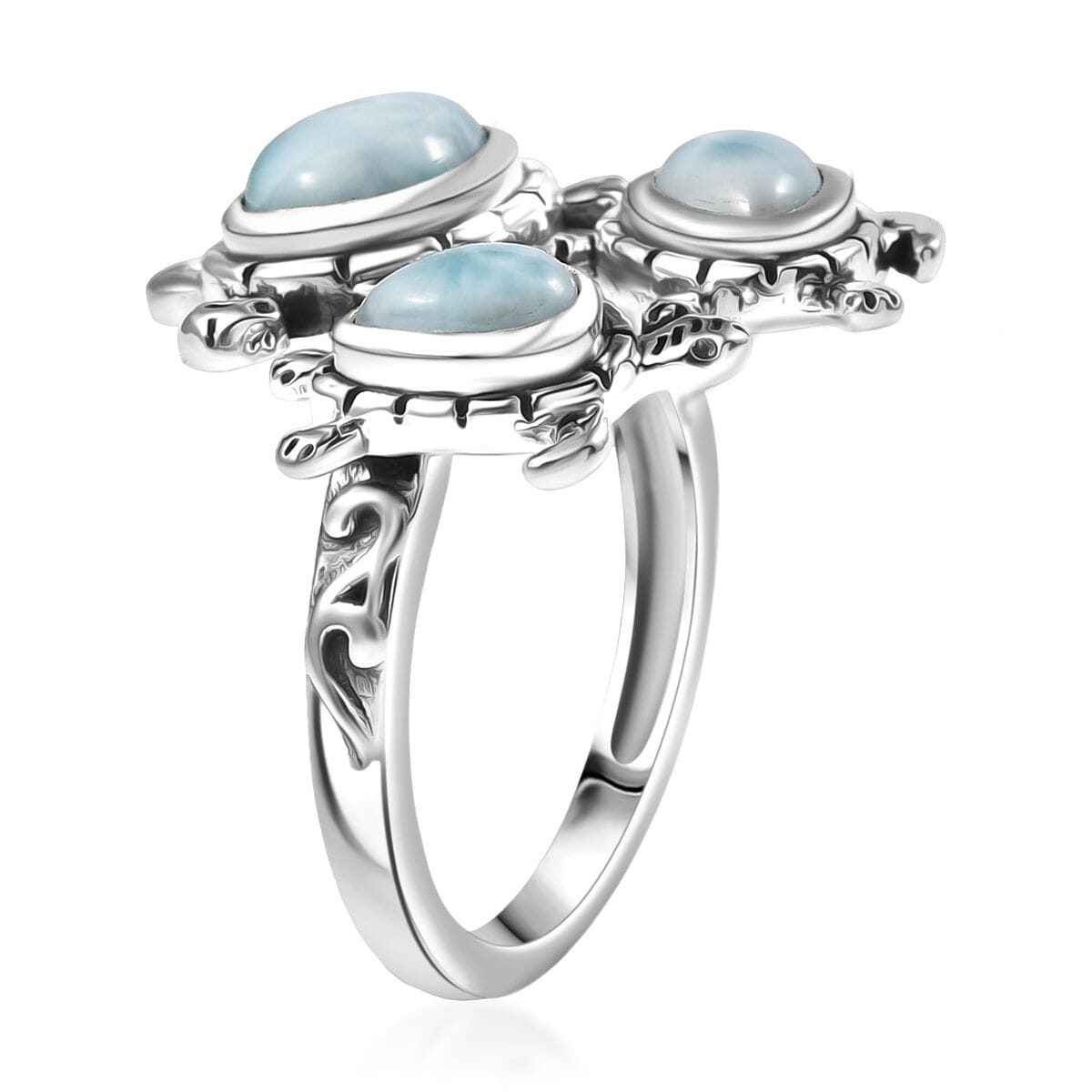 D’Joy Artisan Crafted Larimar 2.80 ctw Ring in Sterling Silver (Size 7.0)  image number 3